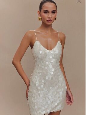 Meshki Romilly Ivory Sequin Mini Dress